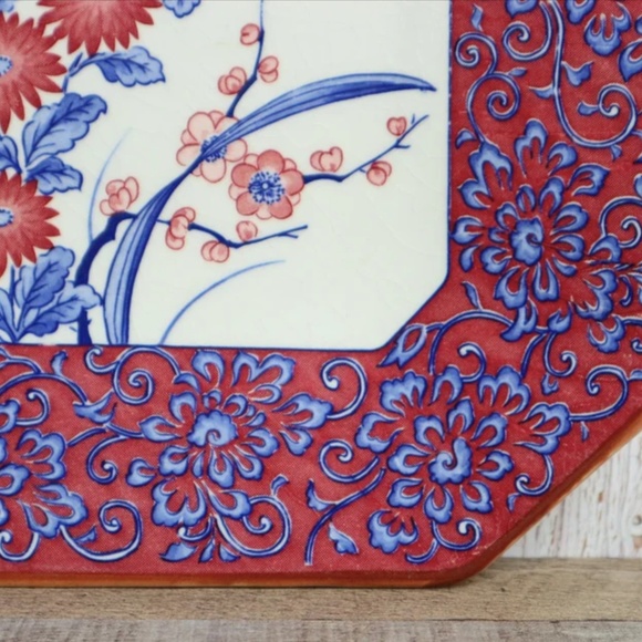 Vintage 1930s Platter Japan Porcelain Ceramic Tea Tray Plate Asian Home Decor - Picture 4 of 7